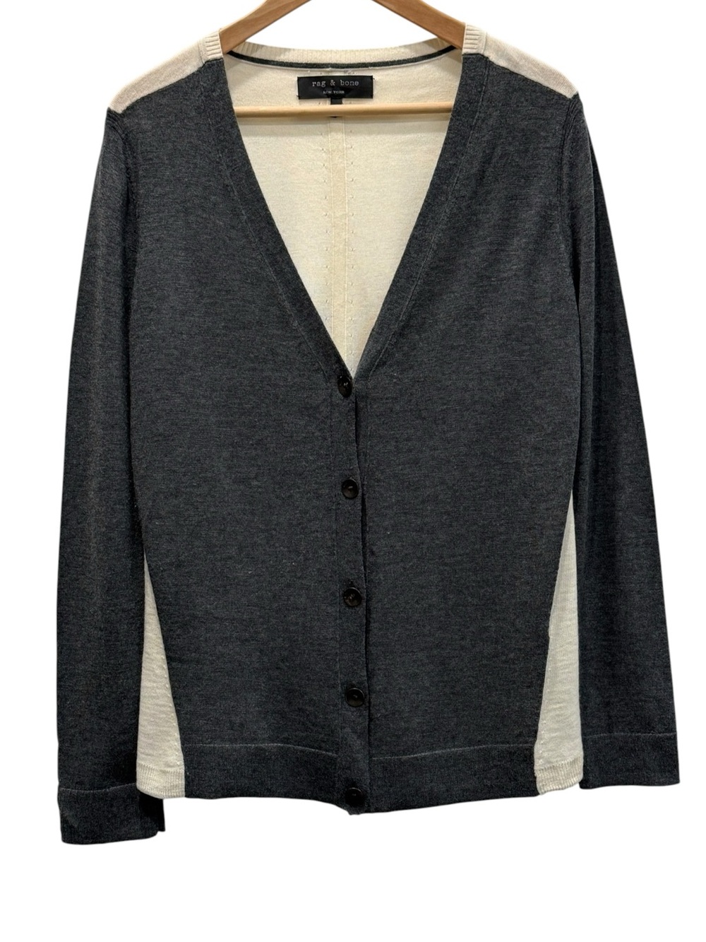 Rag & Bone Colorblock Merino Wool Cashmere Cardigan Medium Quiet Luxury